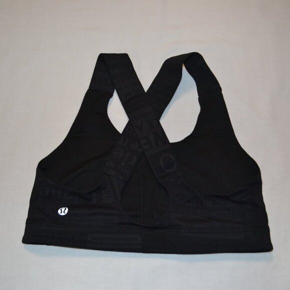 Lululemon Womens All Sport Bra Size 6 Classic Manifesto Embossed Black Yoga‎ Run - Picture 6 of 8